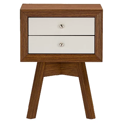 Warwick Two-tone Modern Accent Table And Nightstand Walnut/White - Baxton Studio - Image 2