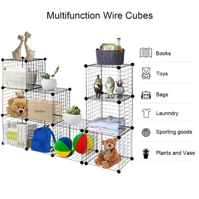 Costway 12 Cube Grid Wire Organizer Wardrobe Shelves Bookcase DIY - Image 2