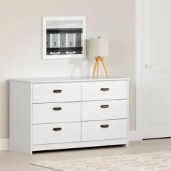 6 Drawer Hulric Double Dresser Pure White - South Shore