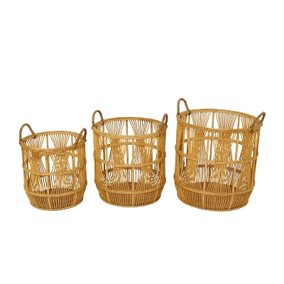 Set Of 3 Wood Baskets Brown - Olivia & May - Image 2