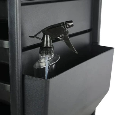 PureSana Chromium Professional 4 Drawer Rolling Salon Trolley Cart Station With Nail Polish Rack For Hair & Cosmetology Supplies & Beauty Tools, Black - Image 3