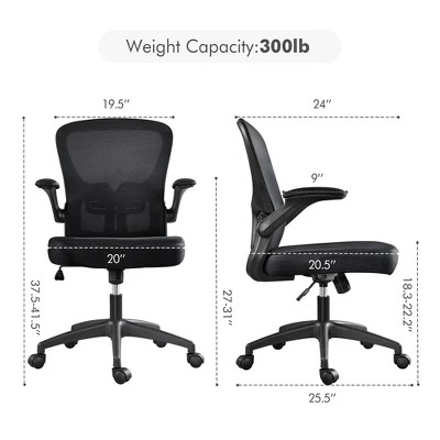 Yaheetech Ergonomic Adjustable Office Chair Mesh Chair With Flip-Up Armrests - Image 2
