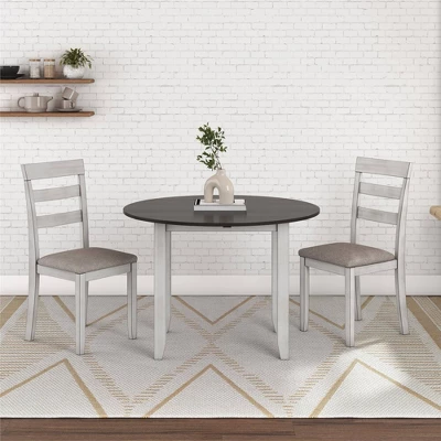 3pc Jacy Drop Leaf Round Dining Table And Chair Set Brown/Oyster - Room & Joy - Image 6