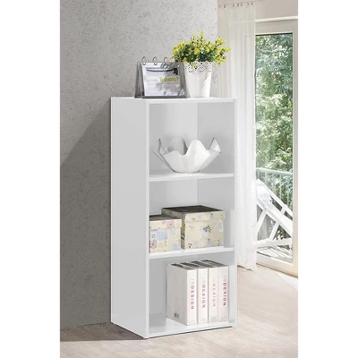 Hodedah HID23 High Quality 3 Shelf Home, Office, And School Organization Storage 35.70 Inch Tall Slim Bookcase Cabinets To Display Decor, White - Image 3