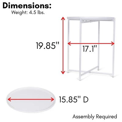 BirdRock Home Ivory Metal Folding Side Table With Removable Tray - Image 5