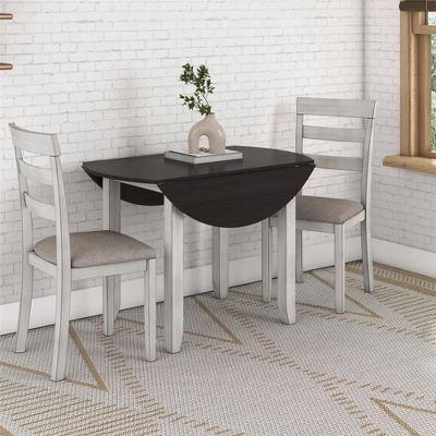 3pc Jacy Drop Leaf Round Dining Table And Chair Set Brown/Oyster - Room & Joy - Image 3