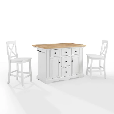 Julia Wood Top Island With 2 X-Back Stools - Crosley - Image 16