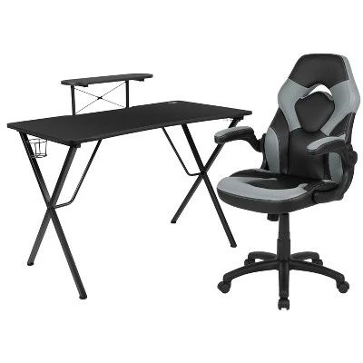 Flash Furniture Gaming Desk And Racing Chair Set With Cup Holder, Headphone Hook, And Monitor/Smartphone Stand - Image 12