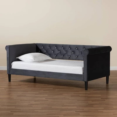Cora Velvet Fabric Upholstered And Wood Daybed - Baxton Studio - Image 7