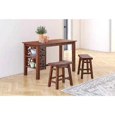 Rectangular Brittany Dining Table Wire Brushed Finish Chestnut - Boraam - Image 4