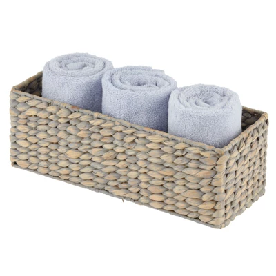 MDesign Natural Woven Water Hyacinth Bathroom Storage Organizer Basket - Image 4