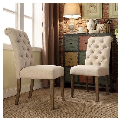Set Of 2 Gramercy Button Tufted Dining Chair Wood - Inspire Q - Image 3
