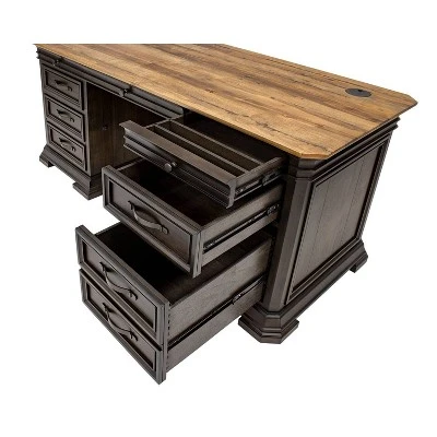 Sonoma Double Pedestal Desk Brown - Martin Furniture - Image 7