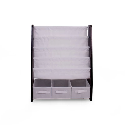 Kids' Bookshelf 4 Tier Book Storage And Fabric Bin Organizer - Humble Crew - Image 11