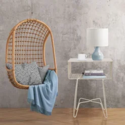 MDesign Modern Farmhouse Home Decor End Table, Metal Wire Storage Shelf