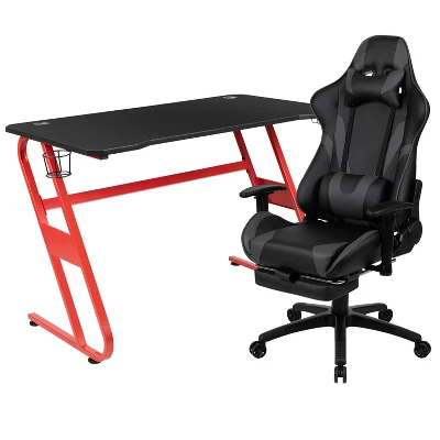 Flash Furniture Gaming Desk And Footrest Reclining Gaming Chair Set With Cup Holder And Headphone Hook - Image 13