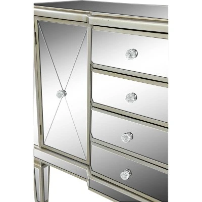 Glam Mirrored Rectangular Storage Cabinet Silver - Olivia & May - Image 4