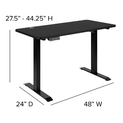 Emma And Oliver 48" Wide Black Electric Adjustable Standing Desk & Black Swivel Office Chair - Image 8