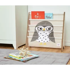 3 Sprouts High Quality Multipurpose Kids And Toddler Playroom Or Bedroom Storage Shelf Organizer Bookcase Furniture, Gray Owl