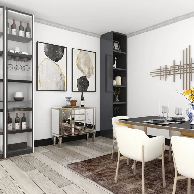 Glam Mirrored Rectangular Storage Cabinet Silver - Olivia & May - Image 18