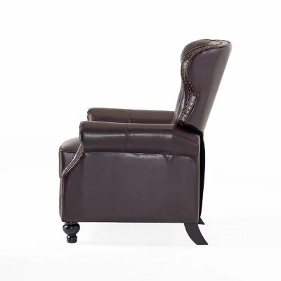 Walder Bonded Leather Press-Back Recliner Club Chair Brown - Christopher Knight Home - Image 8