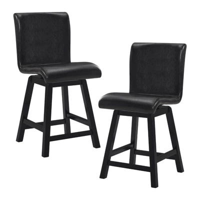 Hillshaw 24" Faux Leather Counter Stool In Dark Brown (Set Of 2) - Lexicon - Image 4