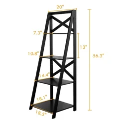 2 Pcs 4-Tier Ladder Shelf Bookshelf Bookcase Storage Display Leaning Home Office