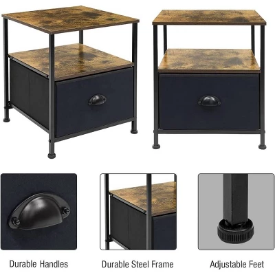 Sorbus Drawer Nightstand Shelf For Bedroom Brown - Image 4