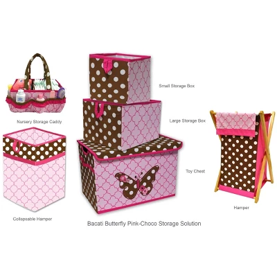 Bacati - Butterflies Pink/Chocolate Storage Toy Chest - Image 2
