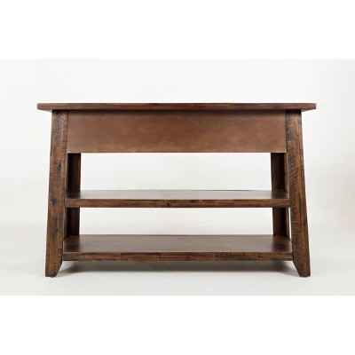 Wooden Sofa Table With 3 Drawers & 2 Shelves Brown - Benzara - Image 4