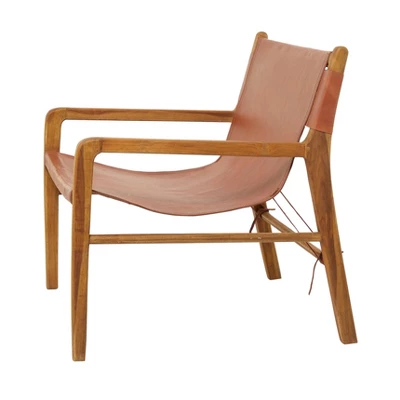 Contemporary Modern Genuine Leather Lounge Sling Chair - Olivia & May - Image 2