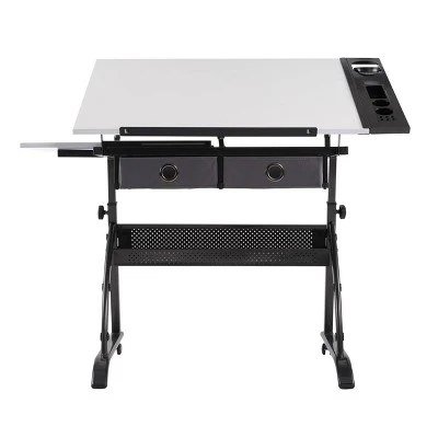 Core Drawing Table And Stool Set Charcoal Black/White - Studio Designs