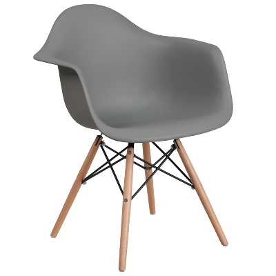 Merrick Lane Polypropylene Accent Chair With Gently Curved Arms And Metal Braced Wooden Legs - Image 10