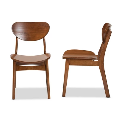 2pc Katya Wood Dining Chair Set Brown - Baxton Studio - Image 2