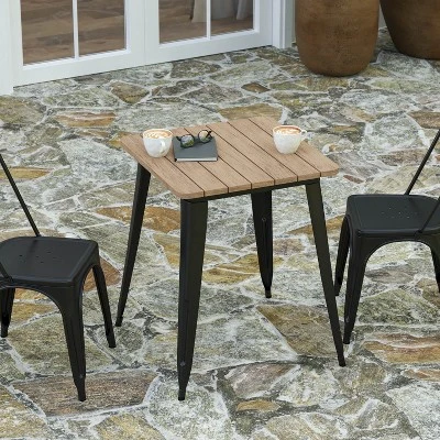 Merrick Lane Indoor/Outdoor Dining Table, 23.75" Square All Weather Poly Resin Top With Steel Base - Image 2