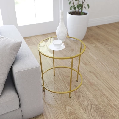 Merrick Lane End Table With Round Frame And Vertical Legs - Image 3