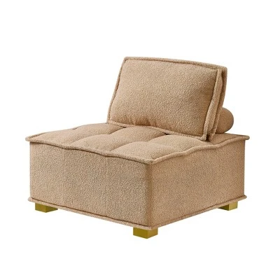 Cecily 31.50"W Square Oversized/Corner Faux Shearling Teddy Upholstered Seating Lounge Chair/Lazy Sofa With Removable Pillow-Maison Boucle - Image 4