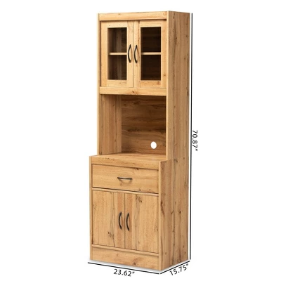 Laurana Wood Kitchen Cabinet And Hutch Oak Brown - Baxton Studio - Image 7