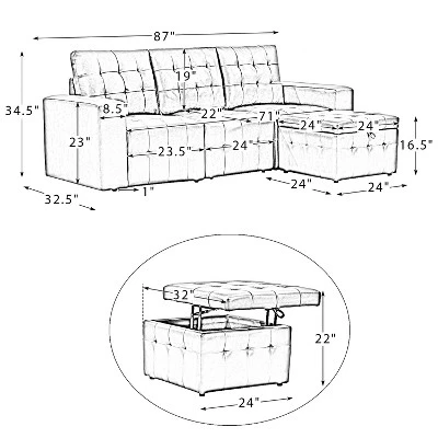 Javier Genuine Leather Upholstered Sofa Set 87" Wide Sofa With Removable Back Cushions And Hidden Interior Storage | ARTFUL LIVING DESIGN - Image 10