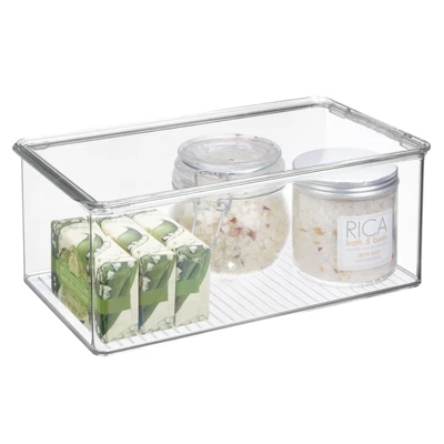 MDesign Stackable Bathroom Storage Bin Box With Lid - Image 8