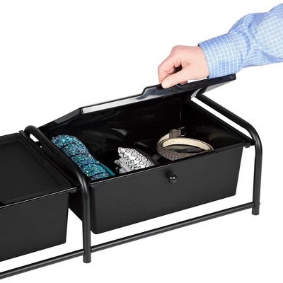 J&V TEXTILES Metal Frame Underbed Storage With Lids, Requires At Least 8”H Clearance From Floor To Bed Frame, Black, 2-Drawer - Image 6