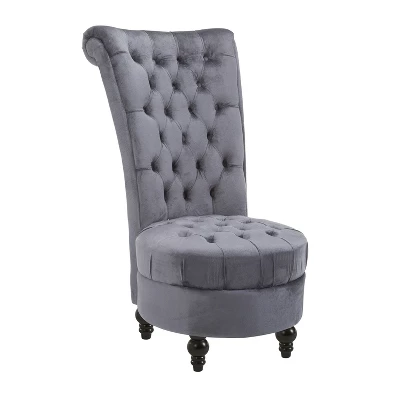 HOMCOM Retro High Back Armless Royal Accent Chair Fabric Upholstered Tufted Seat For Living Room, Dining Room And Bedroom - Image 7