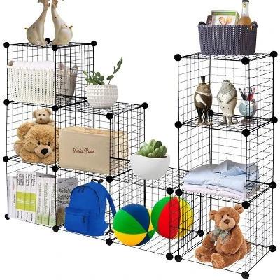 Costway 12 Cube Grid Wire Organizer Wardrobe Shelves Bookcase DIY - Image 9