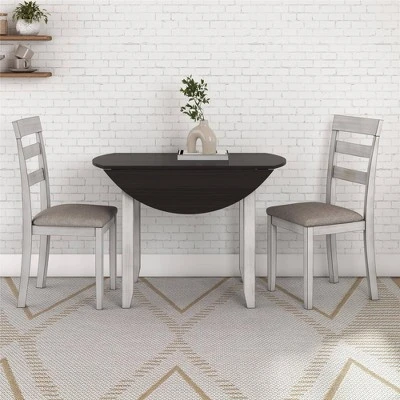 3pc Jacy Drop Leaf Round Dining Table And Chair Set Brown/Oyster - Room & Joy - Image 4