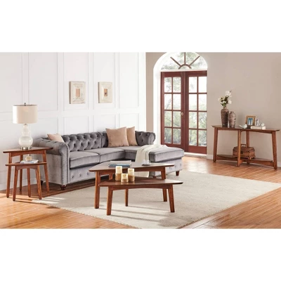 Monterey Console/Media Mid Century Modern Wood Table Chestnut - Alaterre - Image 5