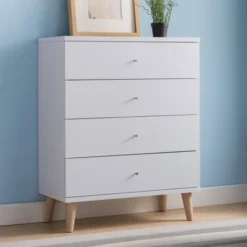 Retreat Mid-Century 4 Drawer Chest White - MiBasics