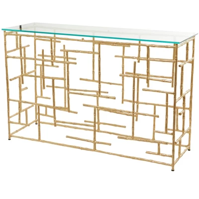 Contemporary Aluminum Console Table Gold - Olivia & May
