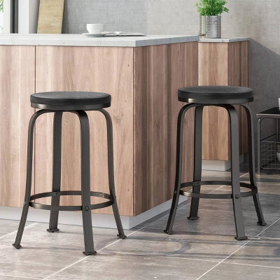 Set Of 2 Skyla Modern Industrial Swivel Counter Height Barstool - Christopher Knight Home - Image 2