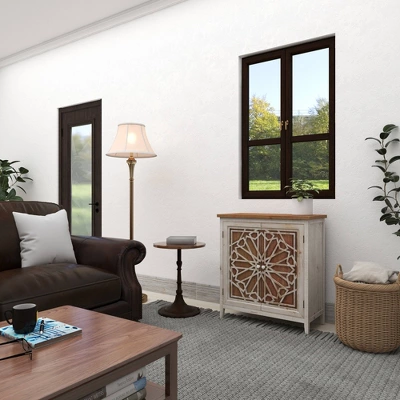 Natural Geometric Patterned Wood Cabinet Brown - Olivia & May - Image 12