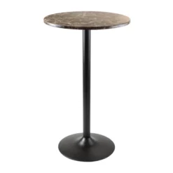 Cora Round Bar Height Dining Set With 2 Swivel Stools Wood/Black - Winsome